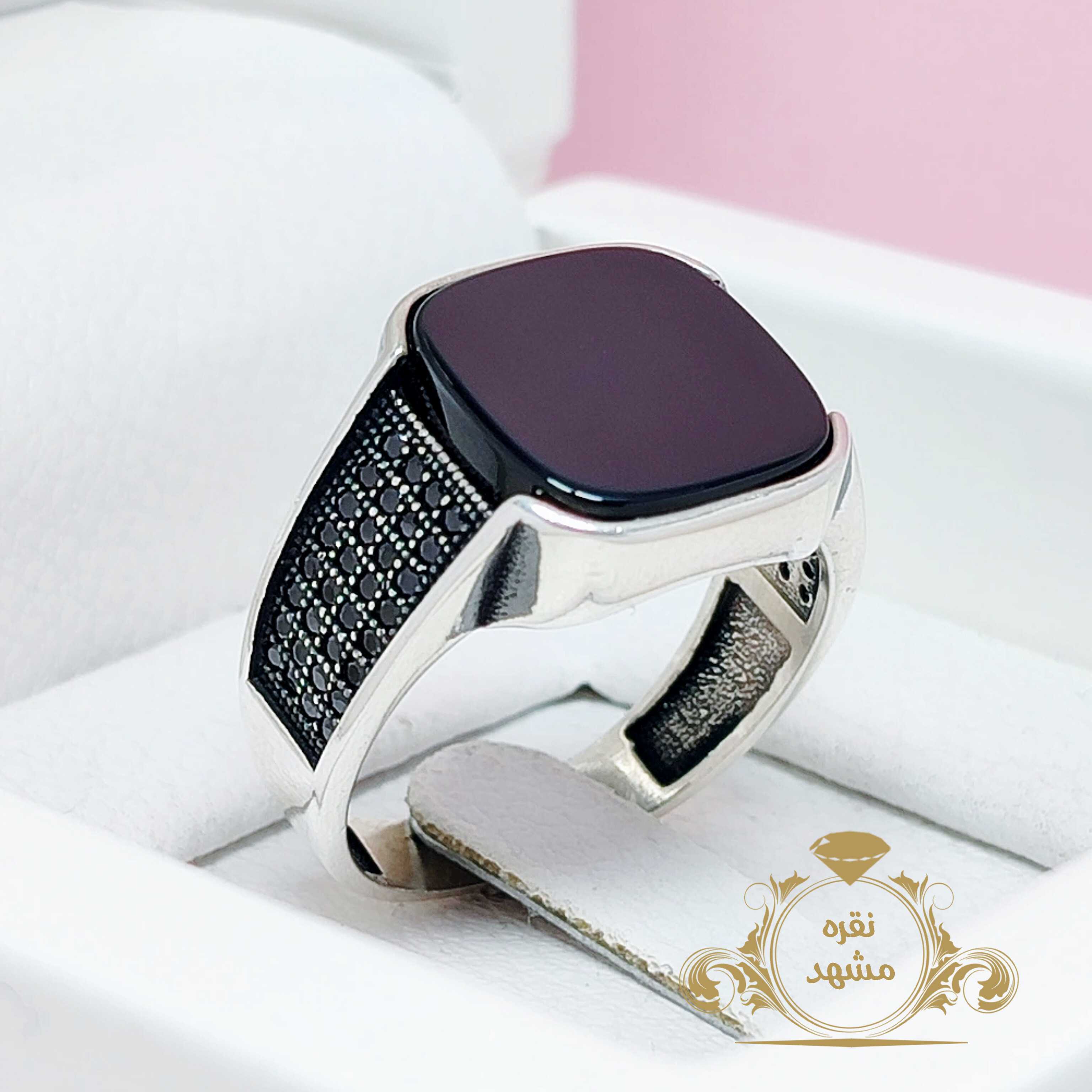 عقیق سیاه مردانه انگشتر نقره عالی