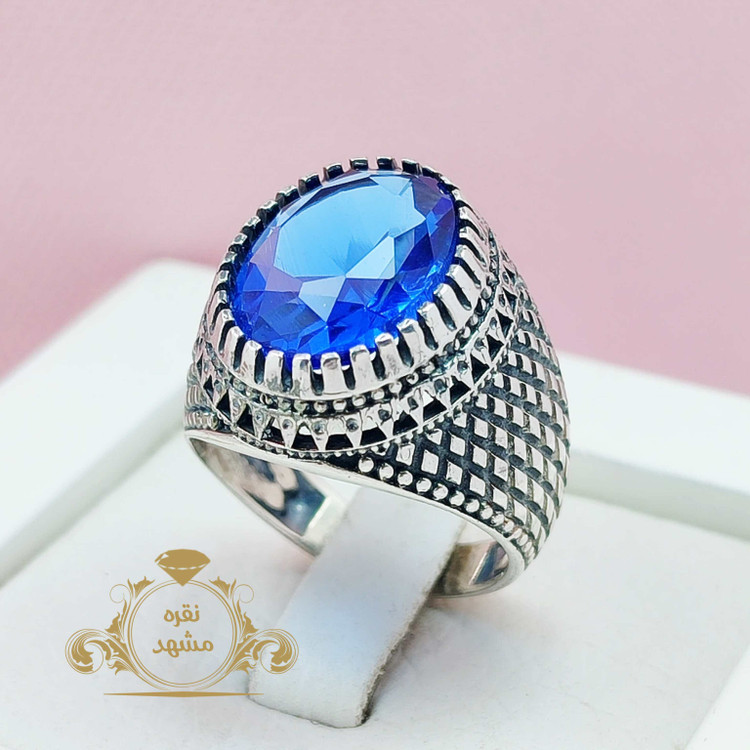 توپاز سنتاتیک انگشتر مردانه اصل و معدنی مدل حصیری