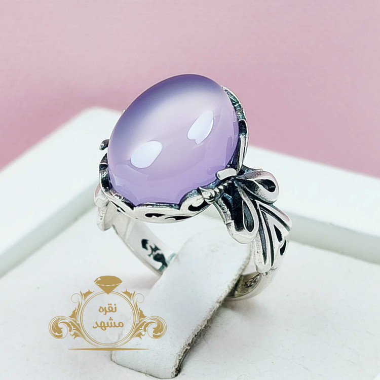 انگشتر عقیق سوسنی نقره مردانه رکاب شاپرک