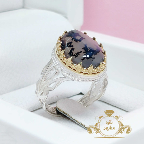 انگشتر نقره مردانه شجر رگه سیاه