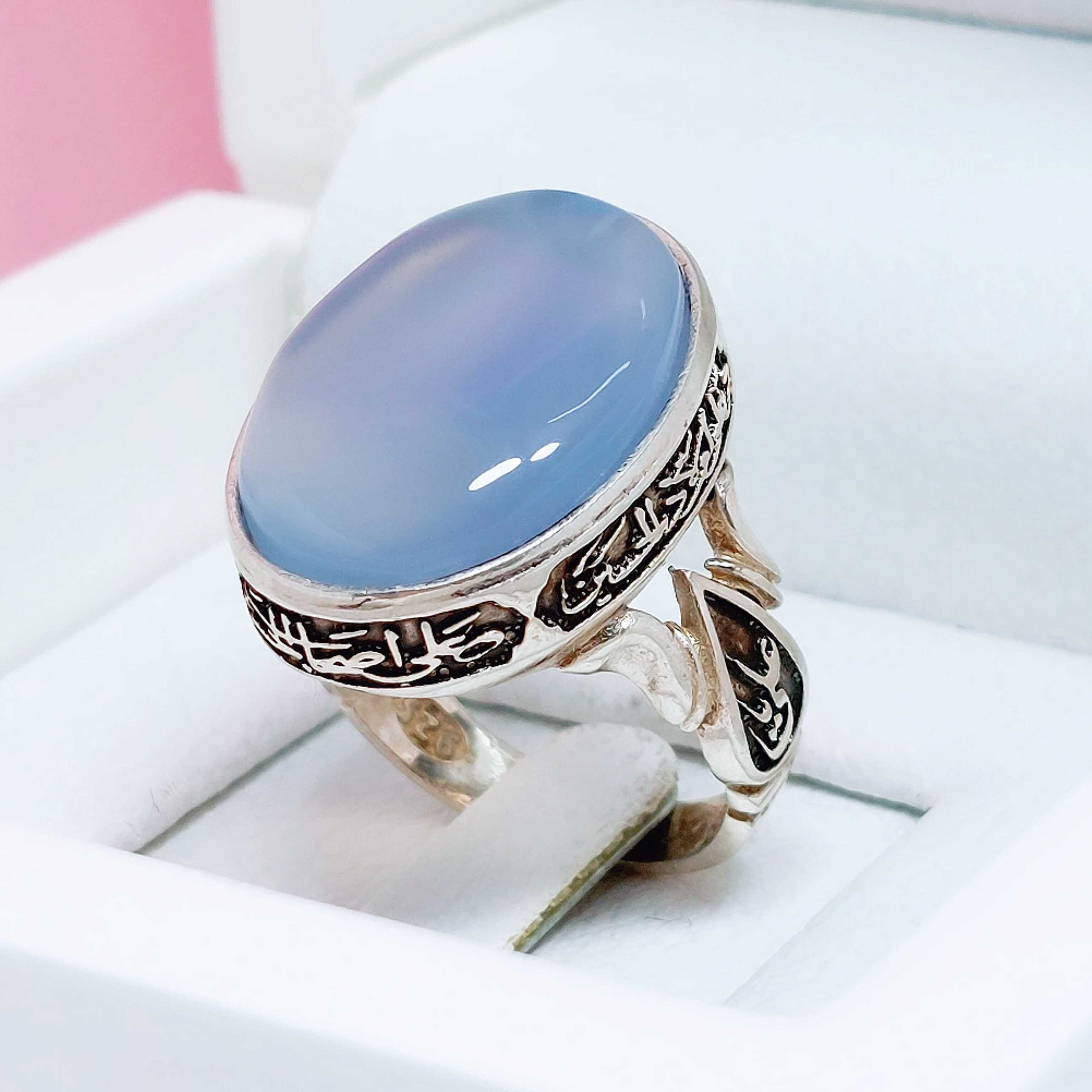 انگشتر عقیق کبود یمنی اصلی عالی رکاب یازهرا یازهرا