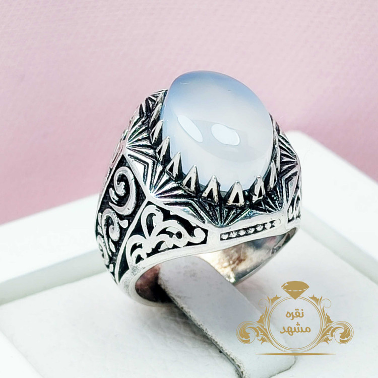 انگشتر عقیق کبود یمانی اصلی رکاب نقره