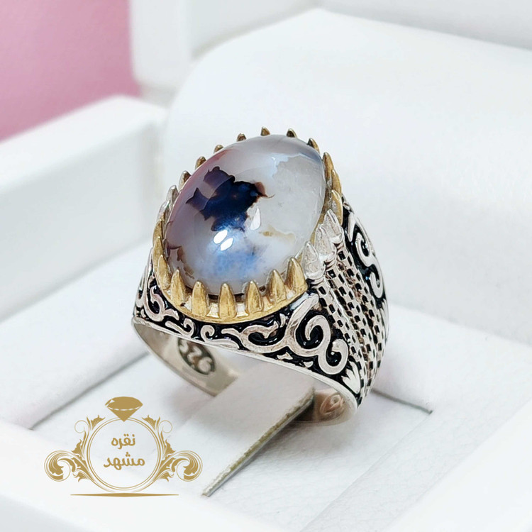 انگشتر مردانه شجر تک برگ عالی فوق العاده زیبا