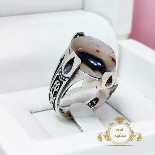 انگشتر شجر چهار چنگ اصلی دو رنگ سفید سیاه