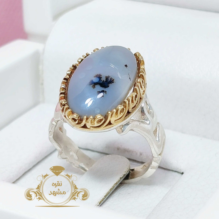 انگشتر مردانه شجر کبود گل دار اصلی و معدنی