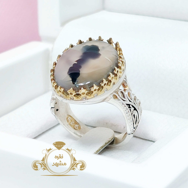 انگشتر مردانه شجر قائن اصلی و معدنی نقش موج انفجار