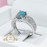 انگشتر زنانه با نگین فیروزه نیشابوری