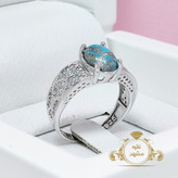 انگشتر زنانه با نگین فیروزه نیشابوری اصل