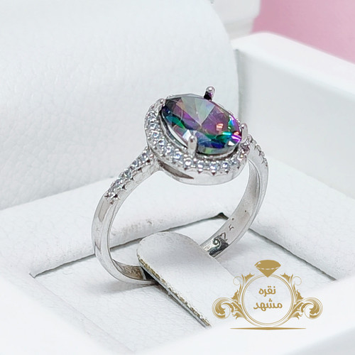 انگشتر زنانه کوارتز هفت رنگ نقره