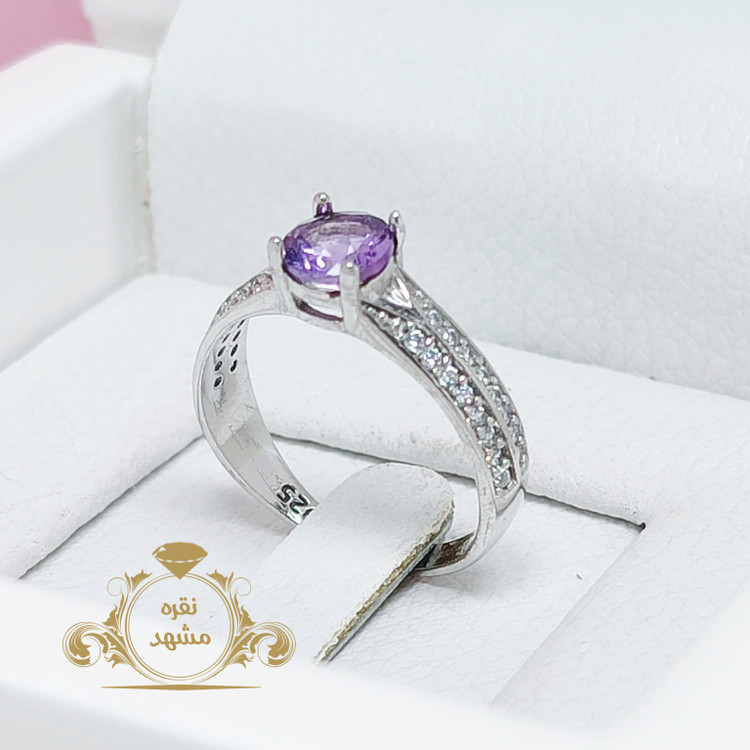 انگشتر زنانه آماتیست اصل تراش جواهر