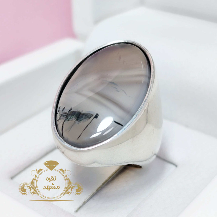انگشتر شجر اصلی قائن نقره نواری