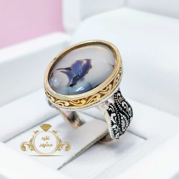 انگشتر مردانه نقره نگین شجر اصل