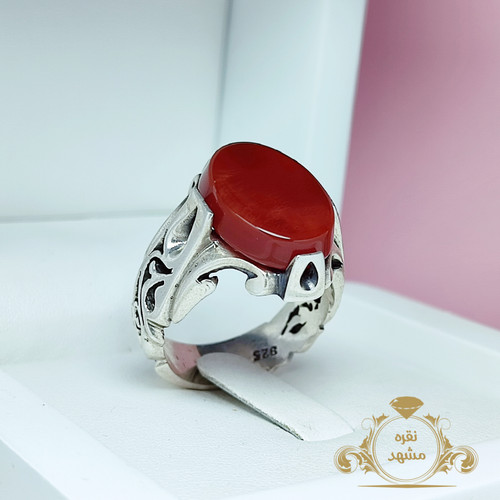 انگشتر مردانه نگین سرخ ثبتی خوش تراش