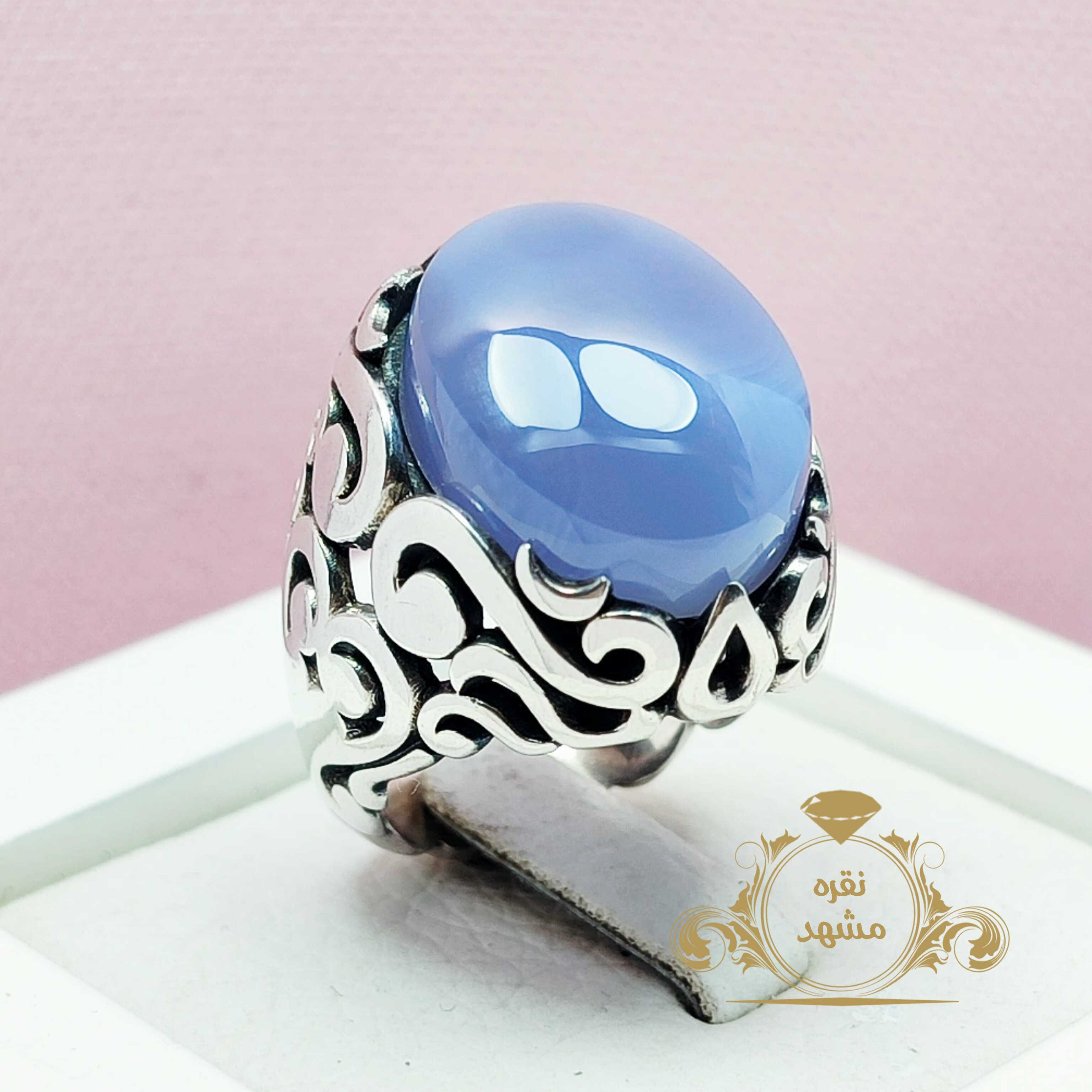 انگشتر عقیق کبود یمانی اصلی و معدنی