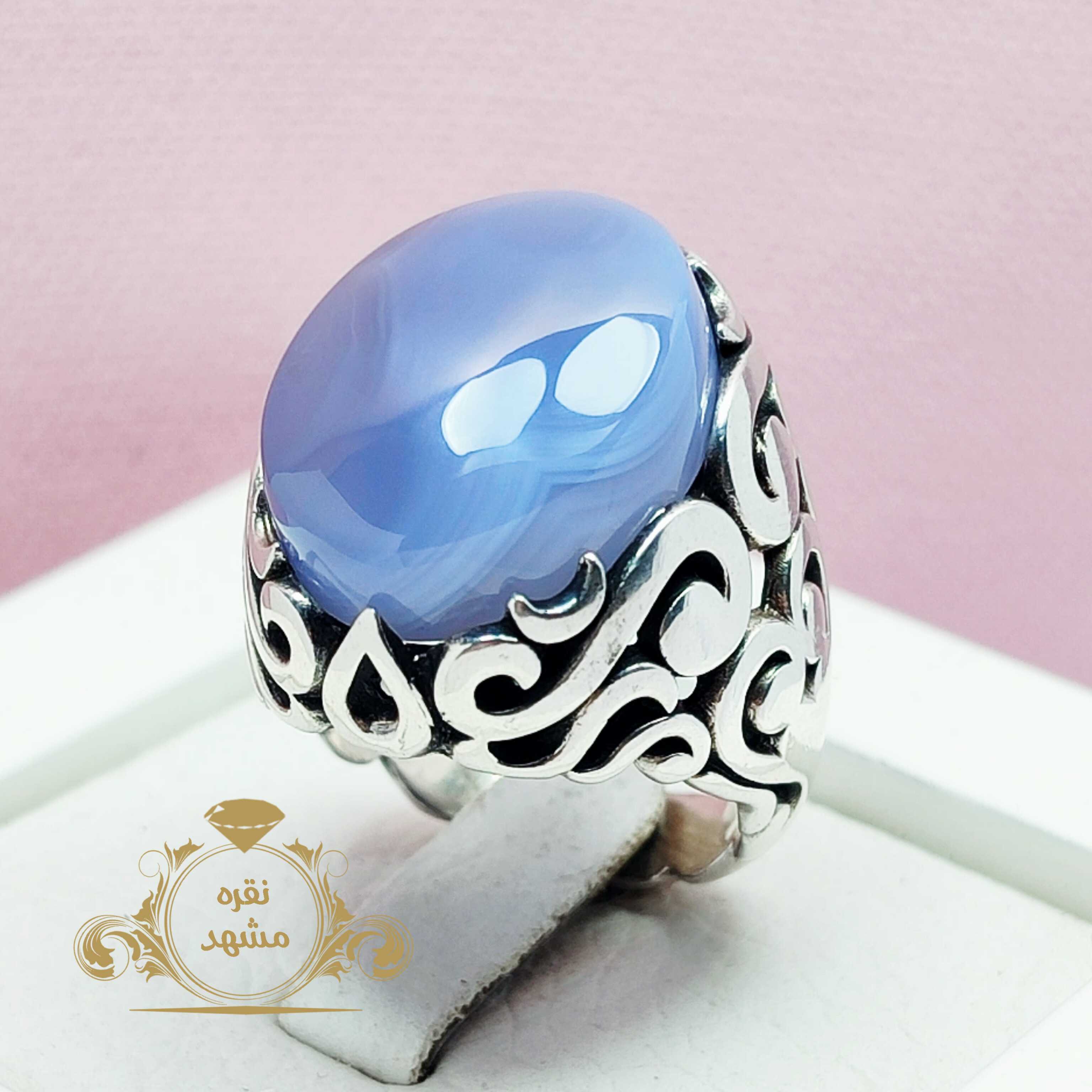 انگشتر عقیق کبود یمنی اصلی خوشرنگ