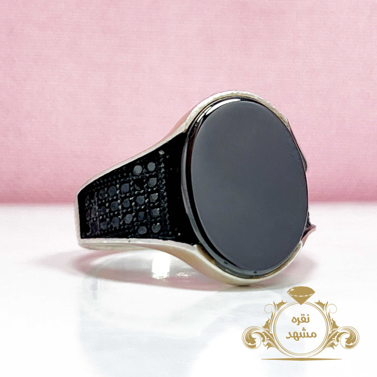 انگشتر نوجوان کار ترک عقیق سیاه عالی