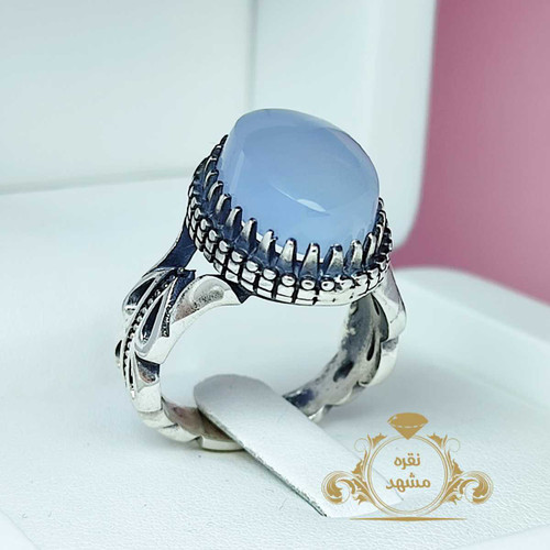انگشتر عقیق یمانی کبود رکاب نقره