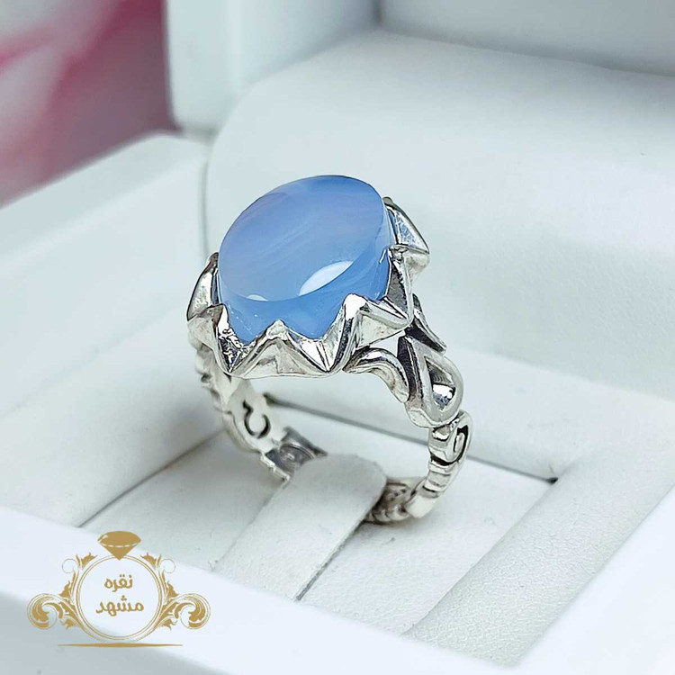 انگشتر عقیق یمانی کبود رکاب نقره