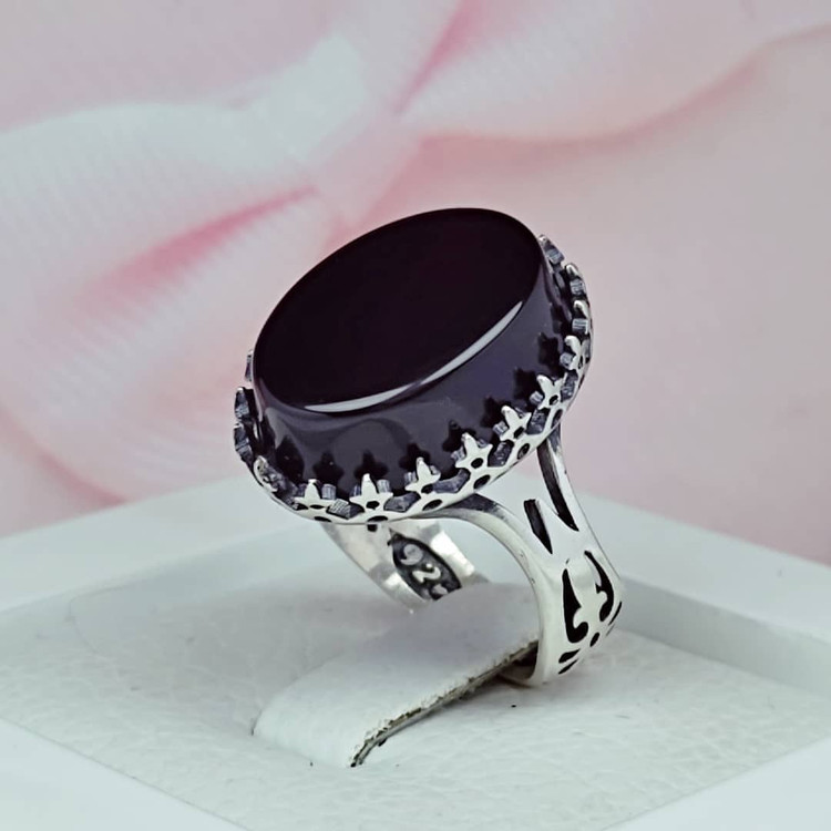 انگشتر مردانه عقیق سیاه