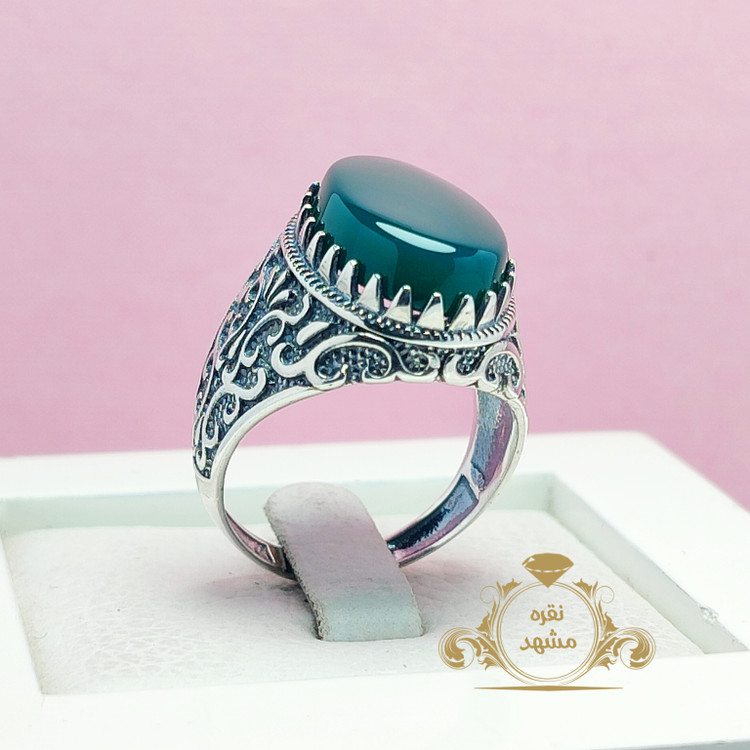 انگشتر مردانه سبز تیره عالی کد 08184546۴