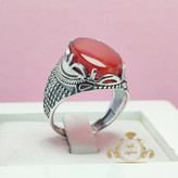عقیق سرخ نقره عیار 925 مردانه کد 077845710