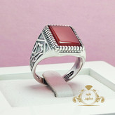 عقیق سرخ نقره چهارگوش عیار 925 مردانه کد 071445722