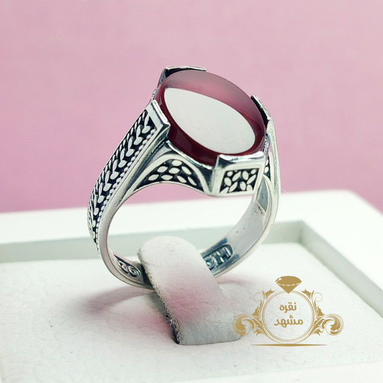 عقیق سرخ نقره عیار 925 مردانه کد 071645741