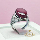 عقیق سرخ خراسان انگشتر نقره عیار 925 مردانه کد 071845713